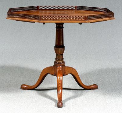 Appraisal: George III inlaid mahogany tea table octagonal top with pierced