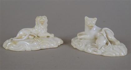 Appraisal: Pair of French porcelain figures of a lion and lioness