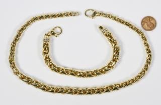 Appraisal: K Italian Necklace and Bracelet Set st item K yellow