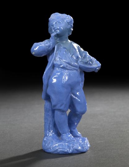 Appraisal: Meissen Monochrome Bleu Persan-Glazed Porcelain Figure of an th-Century Boy