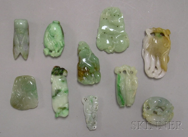 Appraisal: Ten Carved Jade Pendants and Other Items of various forms