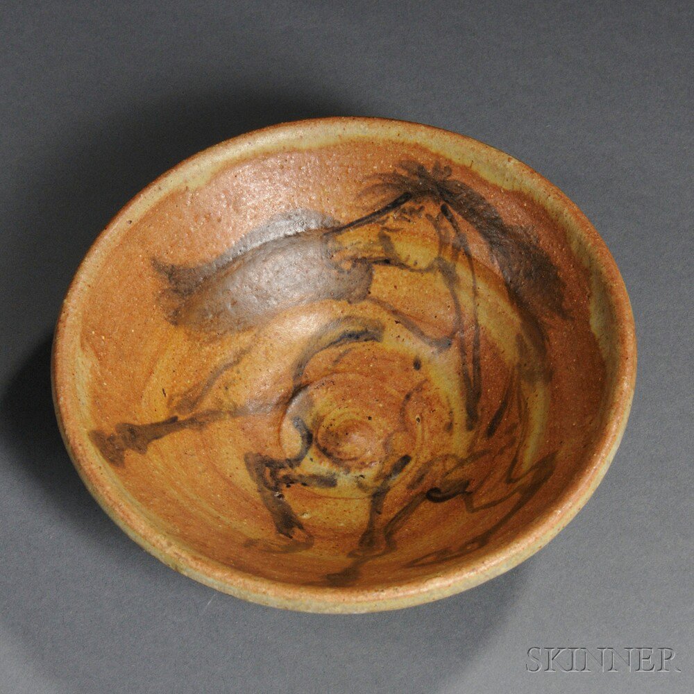 Appraisal: Edwin and Mary Sheier Decorated Bowl Art and functional pottery