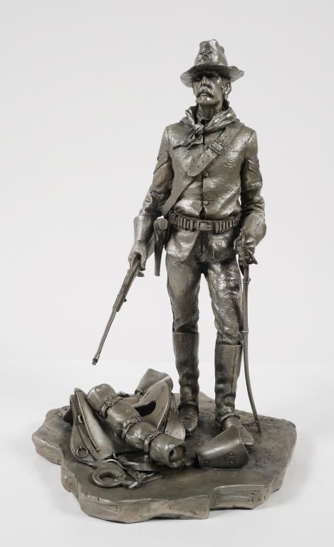 Appraisal: limited edition fine pewter sculpture Cavalryman by Franklin Mint William