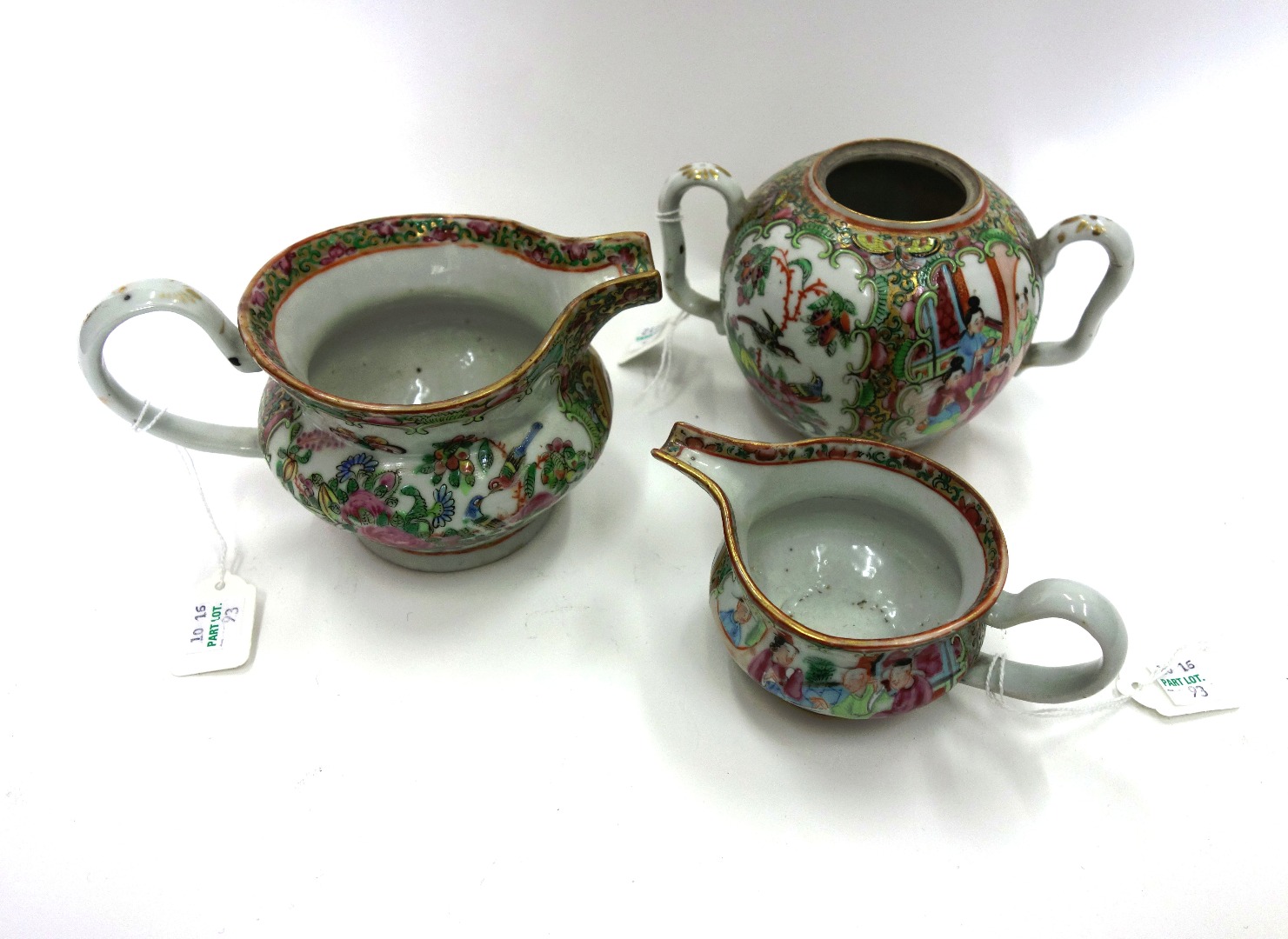 Appraisal: Two Chinese Export 'famille rose' milk and cream jugs Qing