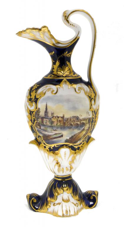 Appraisal: A SAMPSON HANCOCK COBALT GROUND EWER of Stanhope shape painted