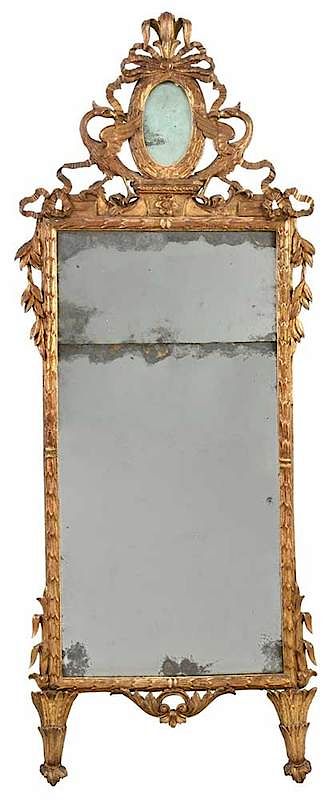 Appraisal: Italian Louis XVI Carved and Gilt Wood Mirror Continental late