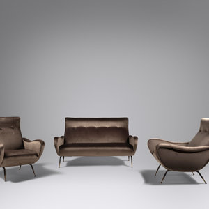 Appraisal: Marco Zanuso Attribution - Pair of Lounge Chairs and Settee