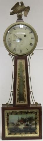 Appraisal: EARLY TH C WILLARD BANJO CLOCK BRASS EAGLEFINIAL MAHOGANY CASE