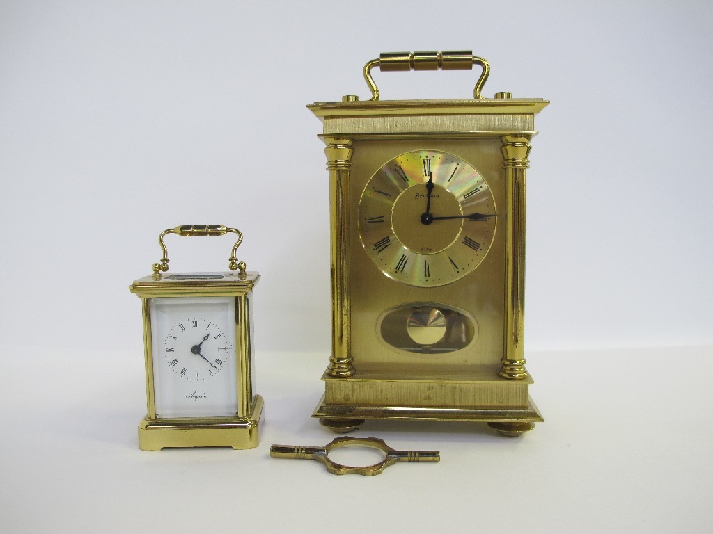 Appraisal: Bentina brass cased mantel clock and a small brass cased