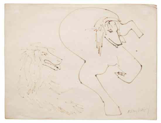 Appraisal: Milton Avery American - Two Afghans ink on paper signed