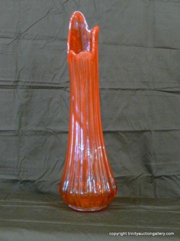 Appraisal: - 's Orange Art Glass Stretch Vase - Large -