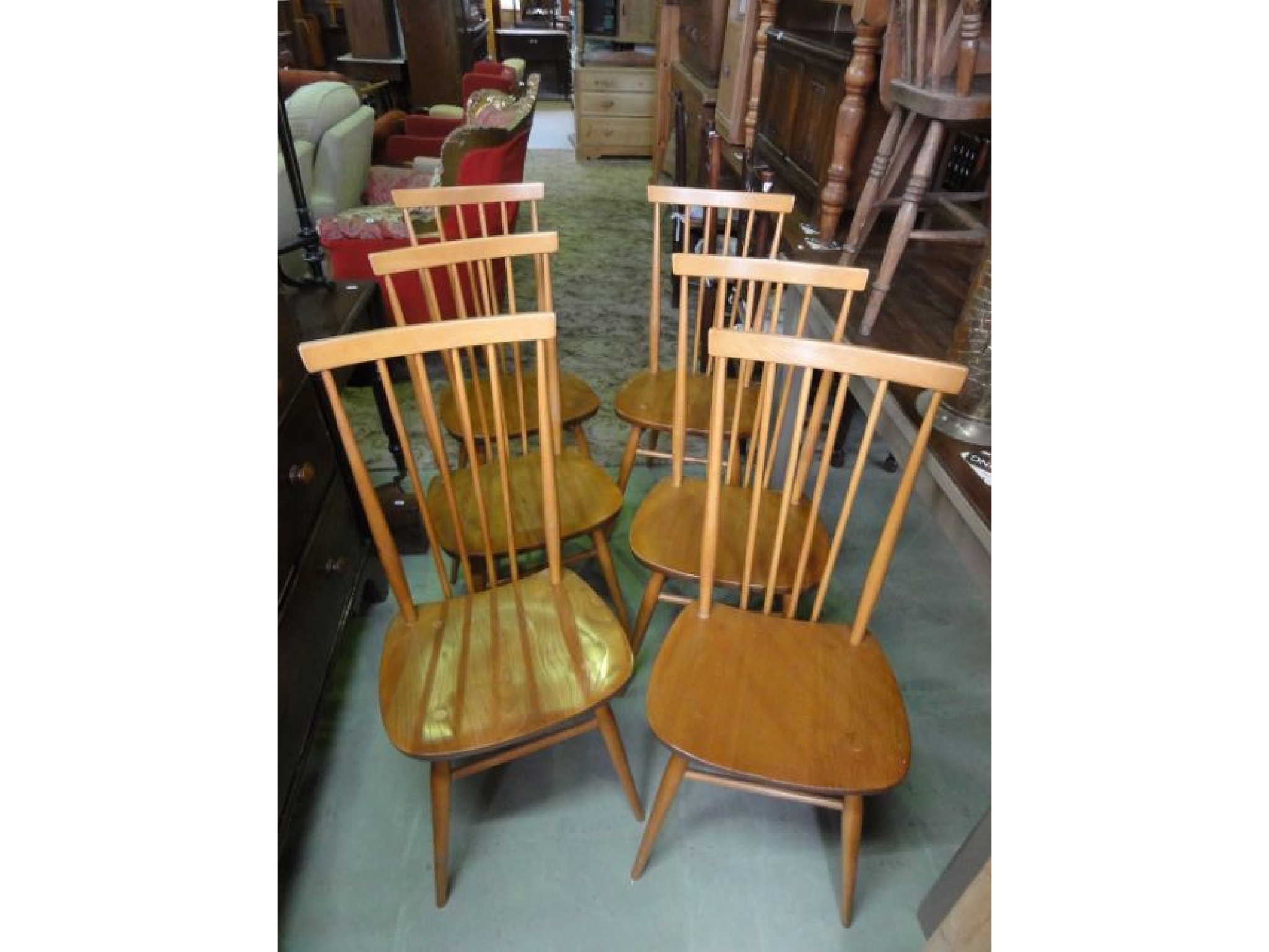 Appraisal: A set of six vintage Ercol elm and beechwood stick