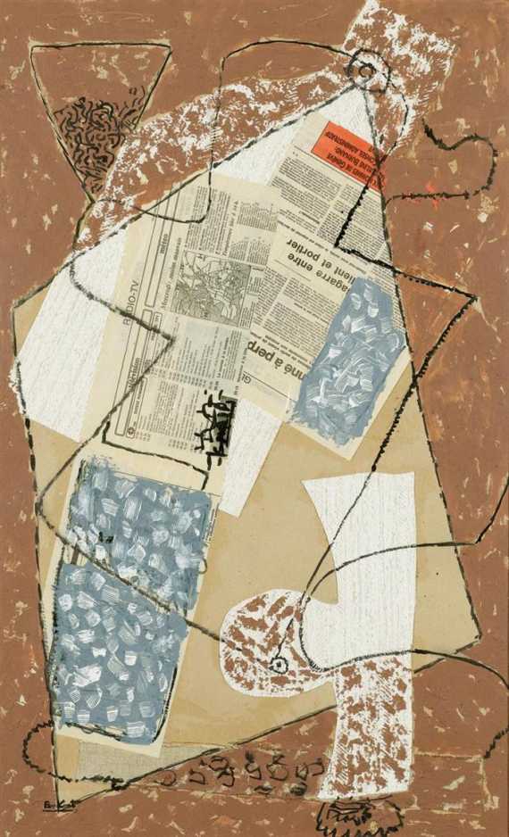 Appraisal: PEN KOAT PIERRE Born Composition Collage and acrylic on paper