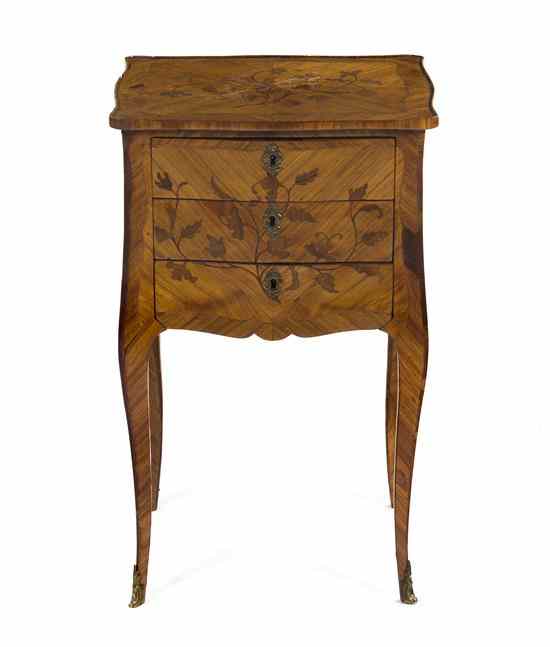 Appraisal: A Louis XV Style Parquetry Marquetry and Gilt Metal Mounted