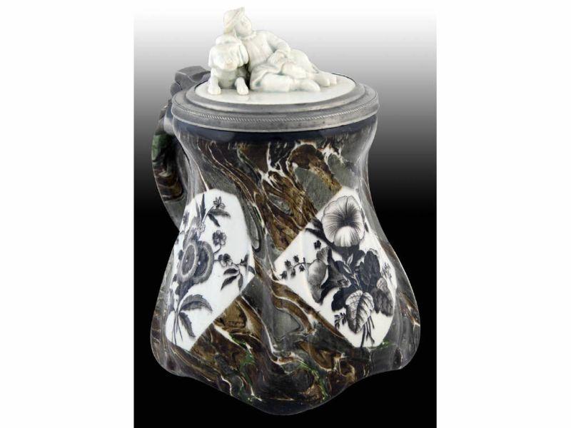 Appraisal: Half-Liter Porcelain Stein Description '' T Porcelain inlaid lid of