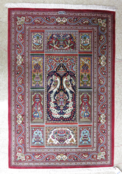 Appraisal: VERY FINE PERSIAN SILK QOM PRAYER RUG Qom Province northern