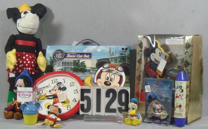 Appraisal: Toy lot Mickey mouse and Minnie plush animals clock race