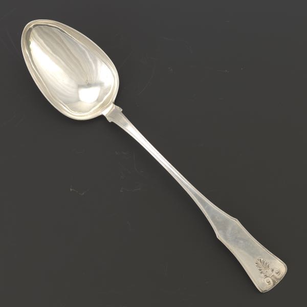 Appraisal: SILVER OVERSIZED STUFFING SPOON bowl Variation of fiddle pattern with