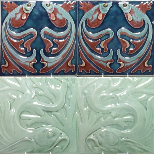 Appraisal: VILLEROY BOCH ERNST TEICHERT Two pairs of tiles modeled with