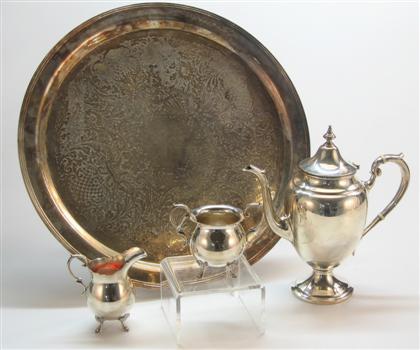 Appraisal: A three piece sterling coffee service and silverplate tray gorham