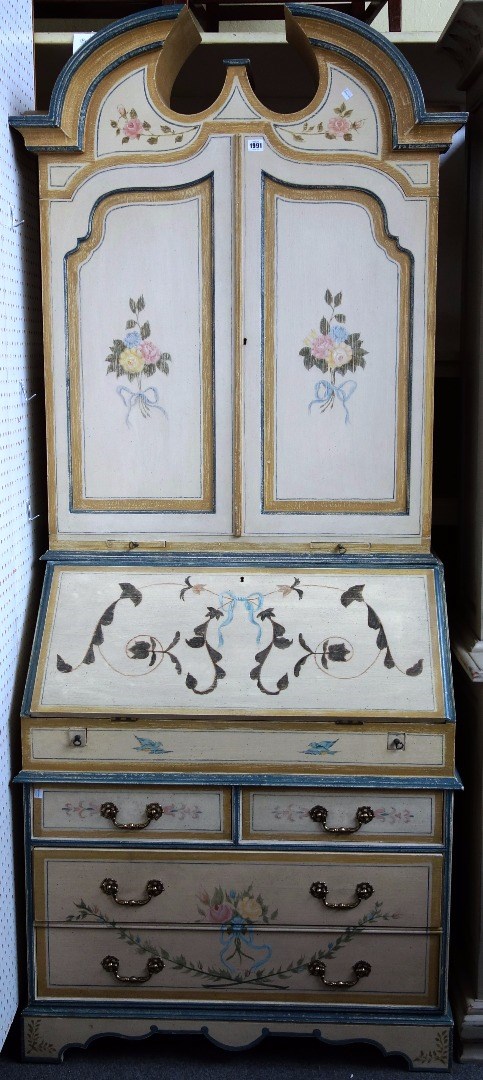 Appraisal: A th century painted bureau bookcase of Queen Anne design