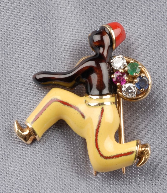 Appraisal: kt Gold Enamel and Gem-set Figural Brooch Cartier France with