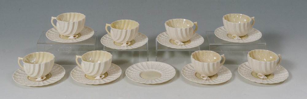 Appraisal: IRISH BELLEEK PORCELAIN NEPTUNE DEMI CUPS AND SAUCERS Set of