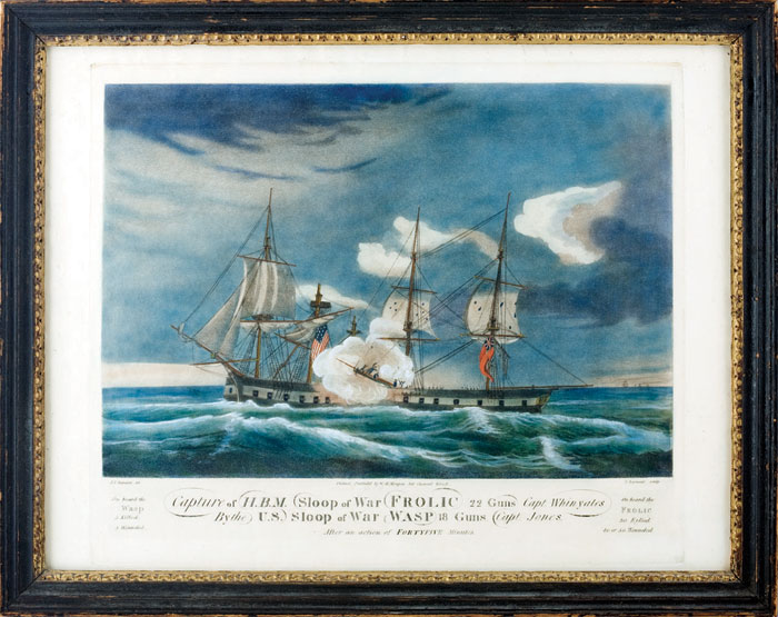 Appraisal: RARE PAIR OF AMERICAN AQUATINTS OF NAVAL ENGAGEMENTS IN THE