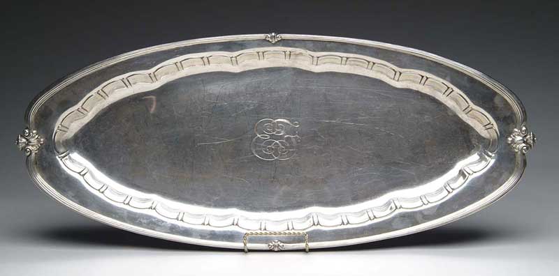 Appraisal: DECORATED LARGE OVAL STERLING SILVER FISH PLATTER BY TIFFANY CO