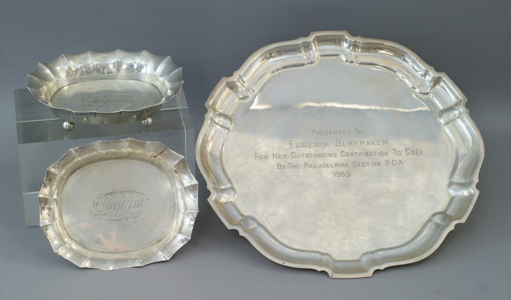 Appraisal: Tiffany Co sterling candy dishes engraved Eugenia long with a