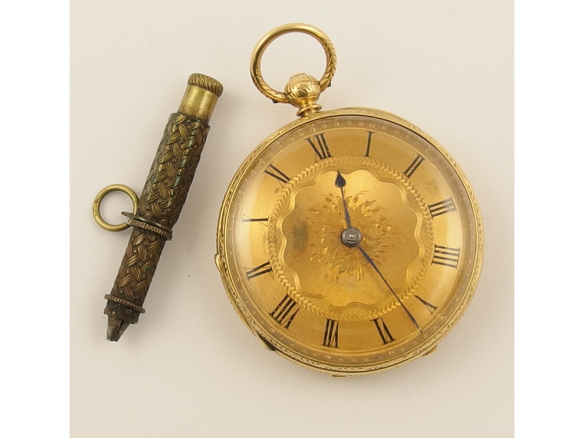 Appraisal: An ct open face pocket watch weight including mechanism gms