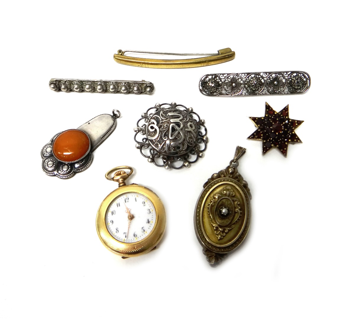 Appraisal: A lady's gilt metal cased keyless wind openfaced fob watch