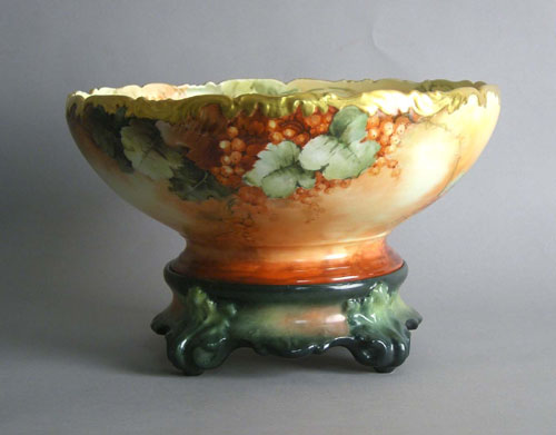 Appraisal: Limoges punch bowl on stand h dia