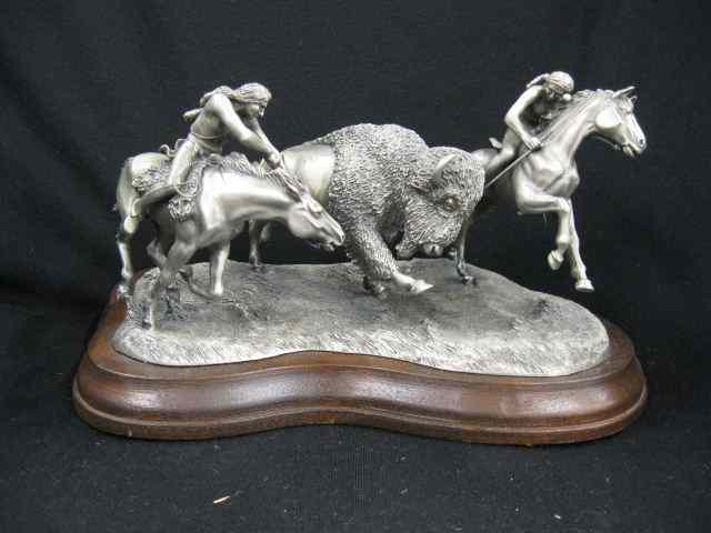 Appraisal: Hudson Pewter Figurine ''DangerousEncounter'' by Brian Rodden '' Indians hunting