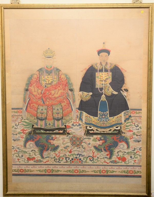 Appraisal: Large Chinese ancestral portrait painting watercolor on paper of official