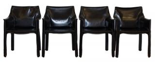 Appraisal: Cassina Leather Chairs Set of Four Black Set of four