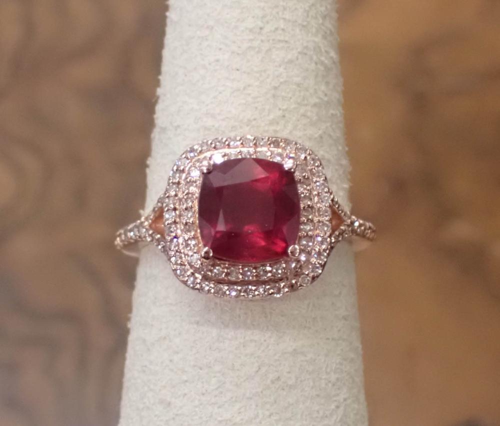 Appraisal: EFFY BRAND RUBY DIAMOND AND FOURTEEN KARAT GOLD RING The