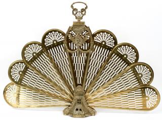 Appraisal: FRENCH STYLE FAN FORM BRASS FIRE SCREEN FRENCH STYLE FAN