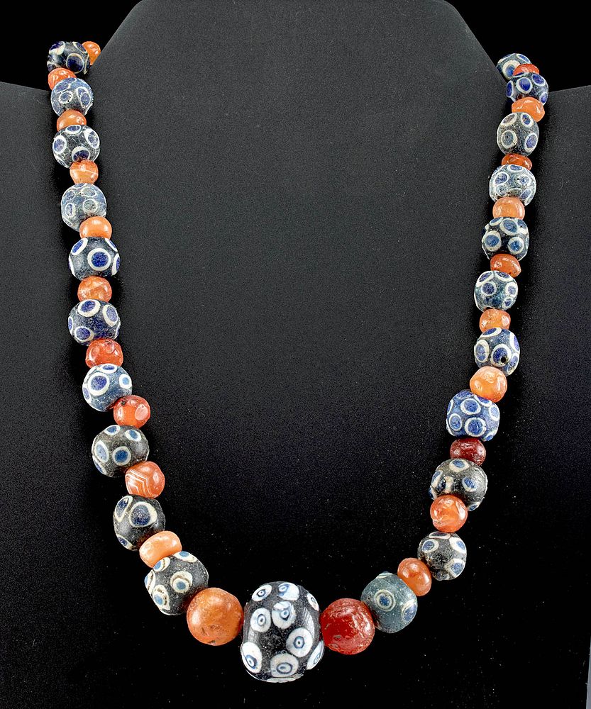 Appraisal: Roman Carnelian and Glass Bead Necklace Rome Imperial Period ca