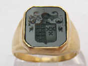 Appraisal: A yellow metal tests carat gold bloodstone signet ring with