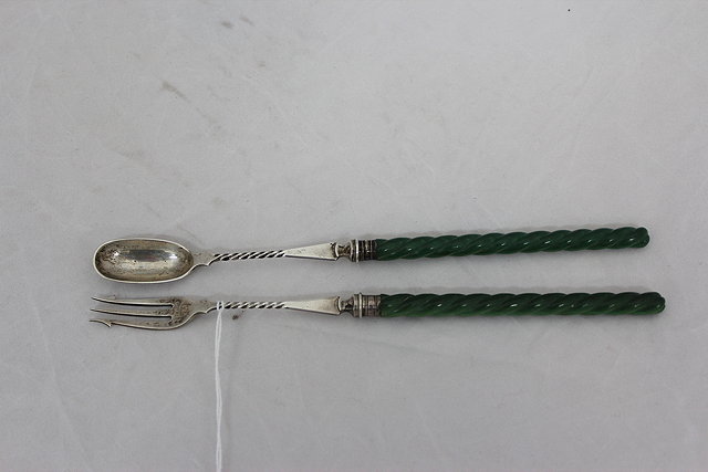 Appraisal: A GUILD OF HANDICRAFT SILVER PICKLE FORK AND SPOON each