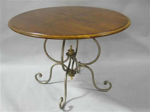 Appraisal: MODERN WOOD TOP CENTER TABLE The circular top with inlaid