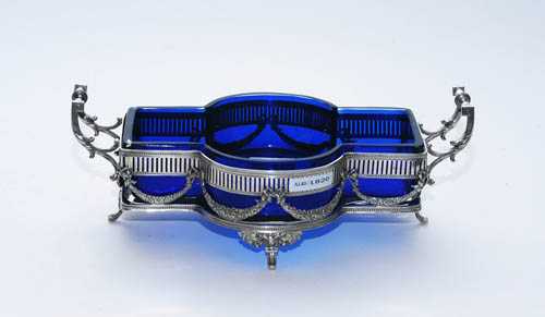 Appraisal: SUGAR BASKET Germany ca Bowl in Biedermeier-style with a cobalt-blue