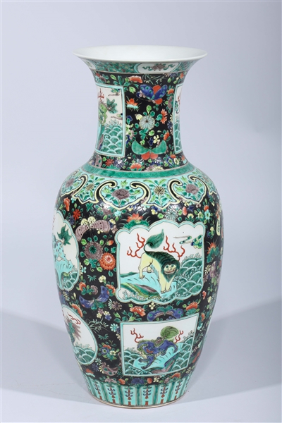 Appraisal: Chinese famille verte enameled porcelain vase with flowers and mythical