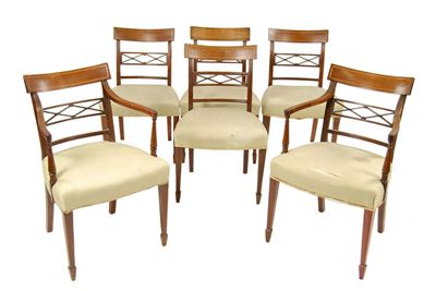 Appraisal: A set of six late George III mahogany dining chairs