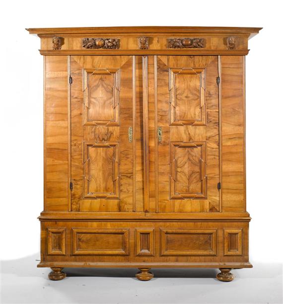 Appraisal: A WARDROBE Baroque Switzerland Carved walnut and burl walnut Iron