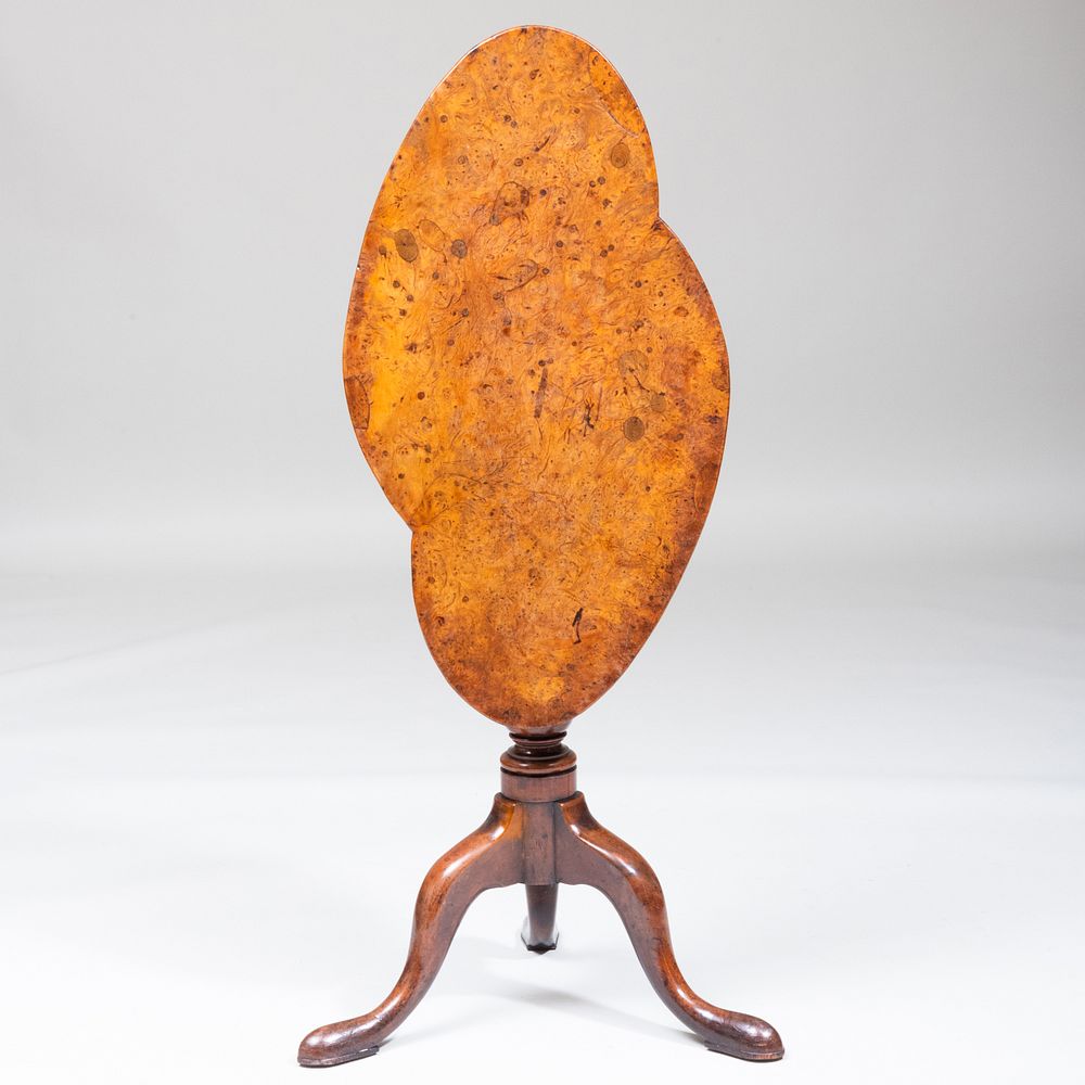 Appraisal: George II Yewwood and Walnut Tilt-Top Tripod Table x x