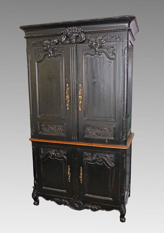 Appraisal: KEENPINE COUNTRY FRENCH DOOR ARMOIRE th century production made of