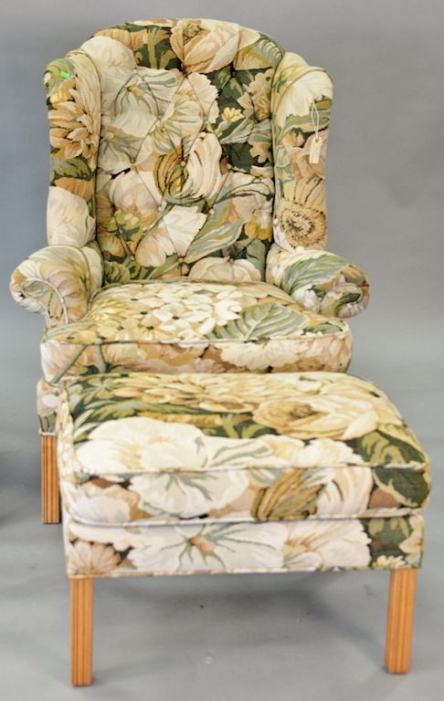 Appraisal: Kravet Furniture wing chair and ottoman with tapestry type upholstery