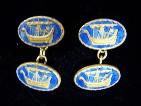 Appraisal: ALEXANDER RITCHIE IONA PAIR OF CUFFLINKS DATED silver and enamel